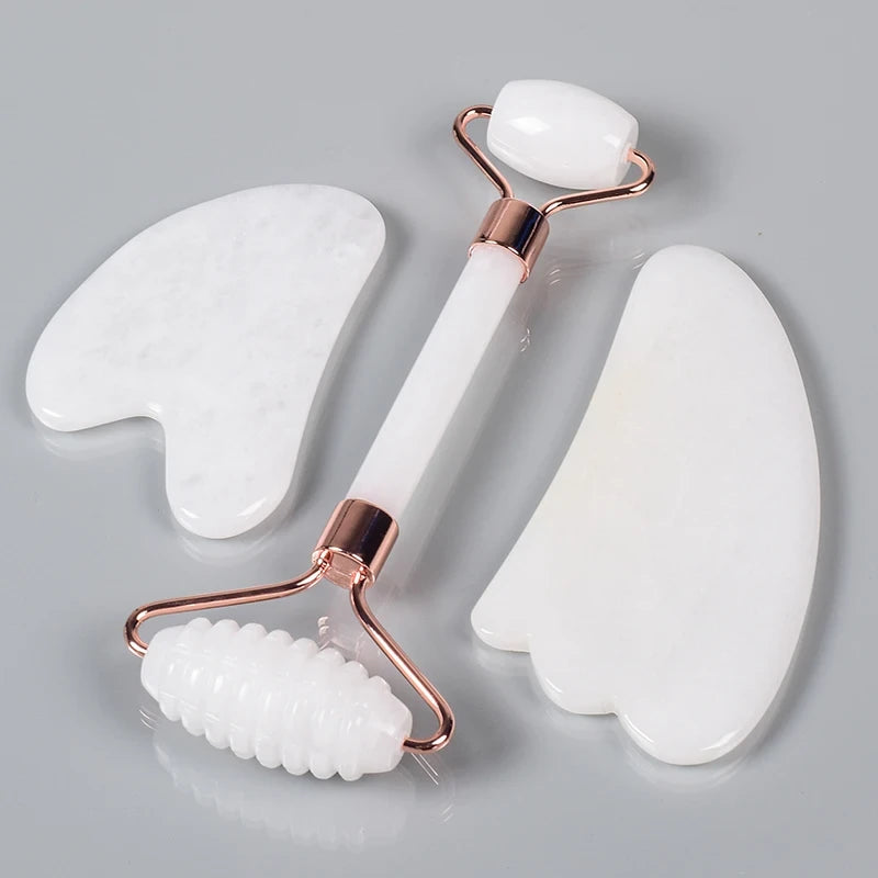 White Jade Facial Roller and Gua Sha Set
