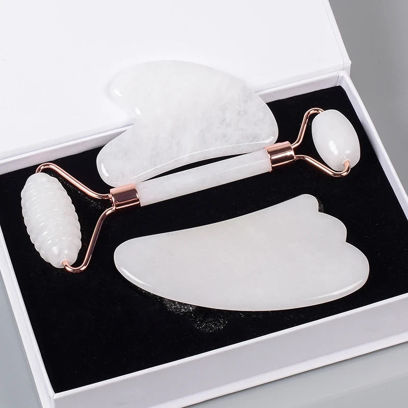White Jade Facial Roller and Gua Sha Set