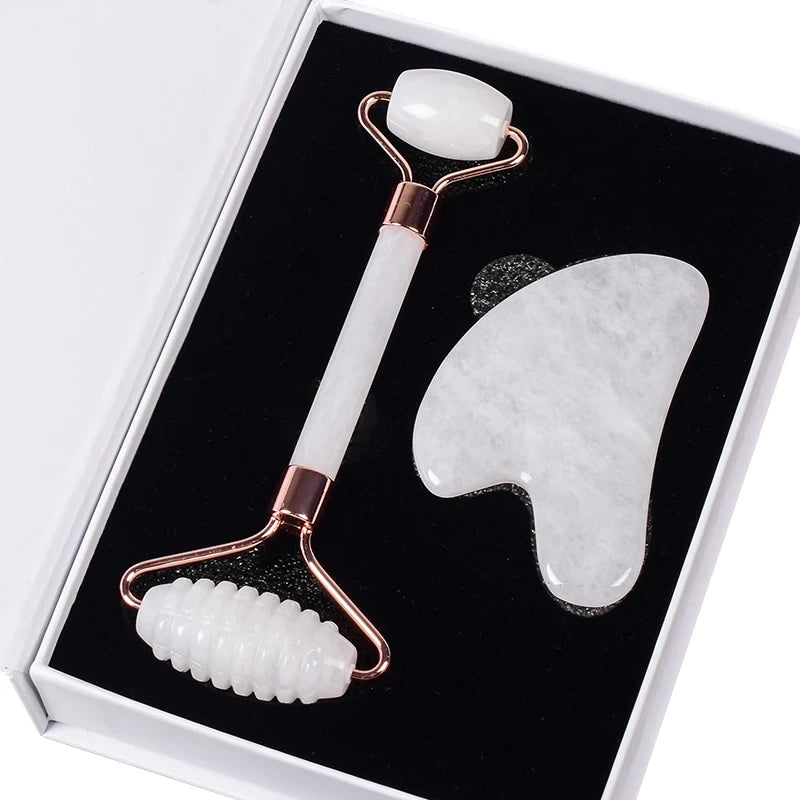 White Jade Facial Roller and Gua Sha Set