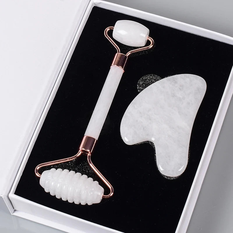White Jade Facial Roller and Gua Sha Set