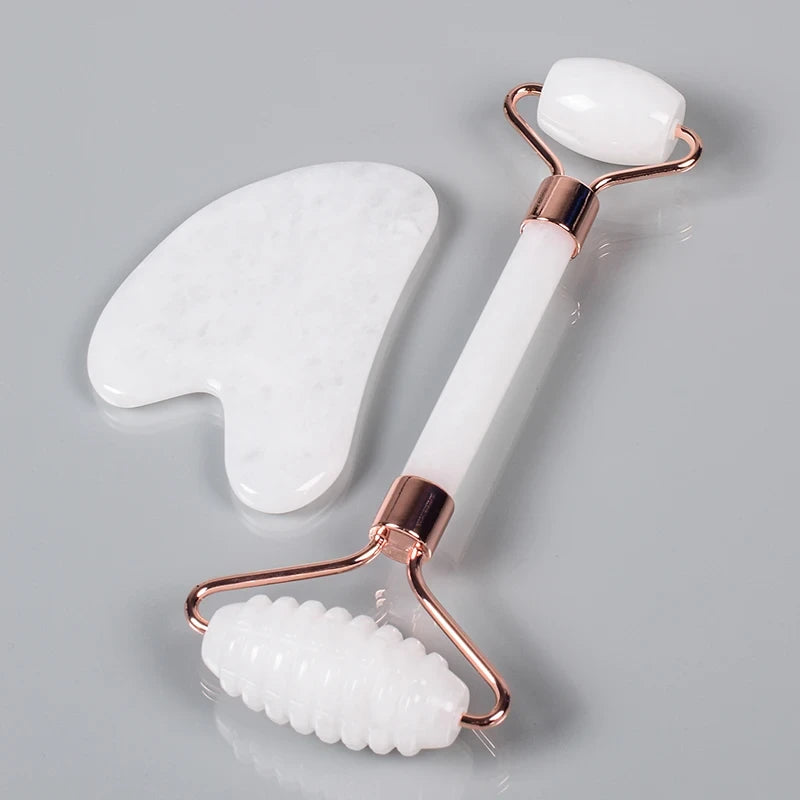 White Jade Facial Roller and Gua Sha Set